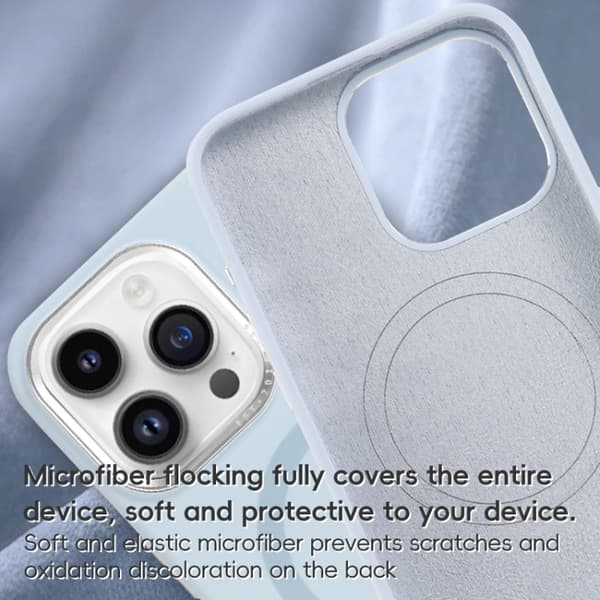 iPhone 16 Pro Metall Linsskydd Flytande Silikon MagSafe Skal Vit