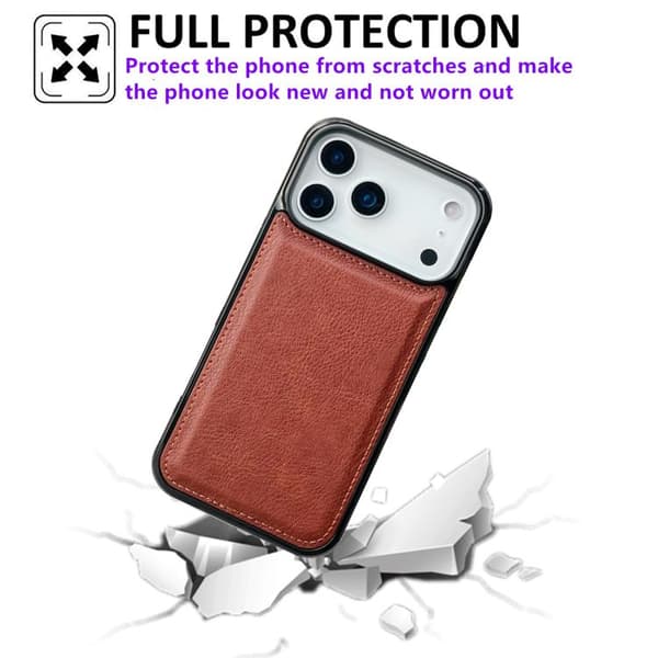 iPhone 18 Pro Max / iPhone 17 Pro Max Skal - äkta läder med textur Brun