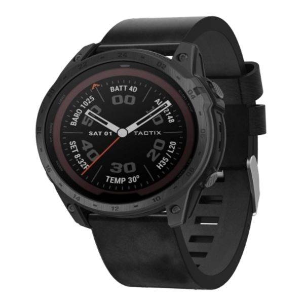 För Garmin Tactix 7Pro 26mm läder stålspänne watch Black