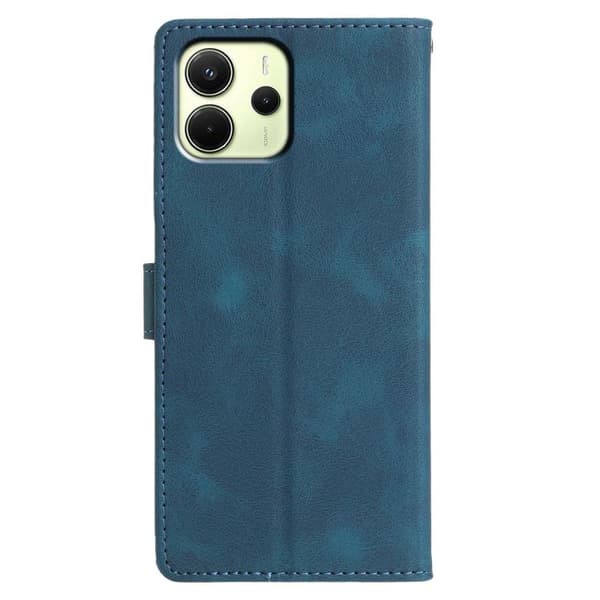 Redmi Note 14 4G - Triangulärt Prägling Läderfodral Blå