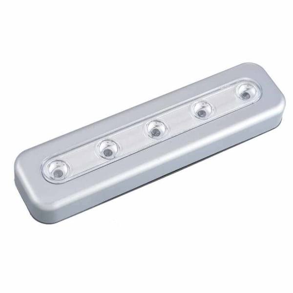 5 LED-lampor med starkt ljus, lång touch-lampa, LED-nattlampa, klappljus (silver)