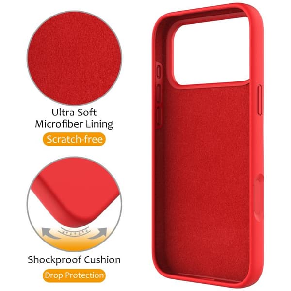 iPhone 18 Pro Max / iPhone 17 Pro Max Skal - Flytande Silikon med MagSafe Magnetisk Ringhållare Röd