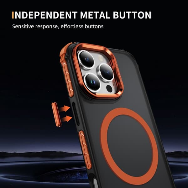 iPhone 16 Pro Max Rainbow Series Skal med MagSafe Linshållare Orange