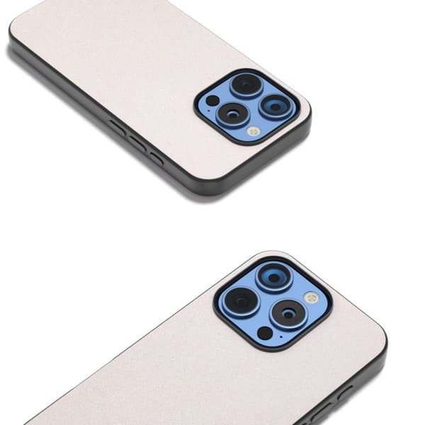 iPhone 16 Pro Glitter Shockproof Skal med Svart Ram Vit