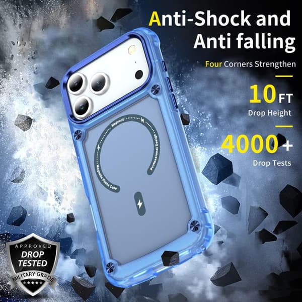 iPhone 18 Pro / iPhone 17 Pro Skal - TPU + PC med MagSafe Magnetisk Fodral Transparent blå