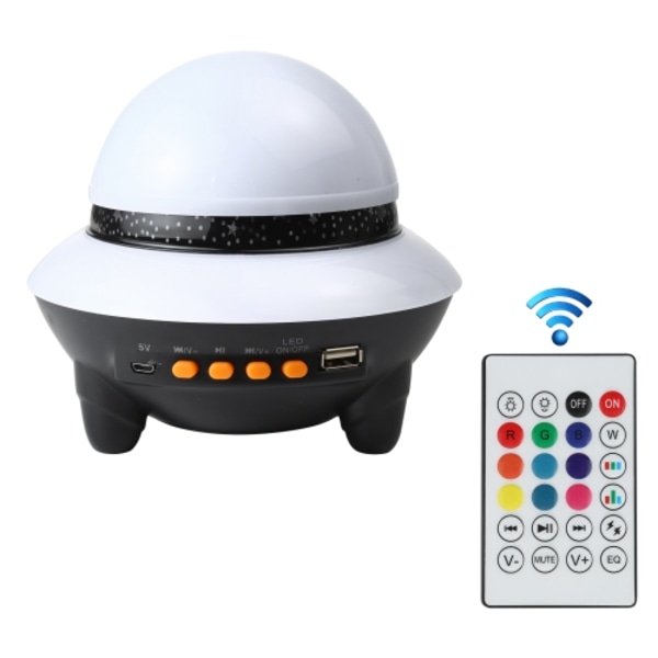LED Flygande tefat Stjärnhimmel Ljus Bluetooth Musikstjärna Projektion Nattljus med Fjärrkontroll (Vit)