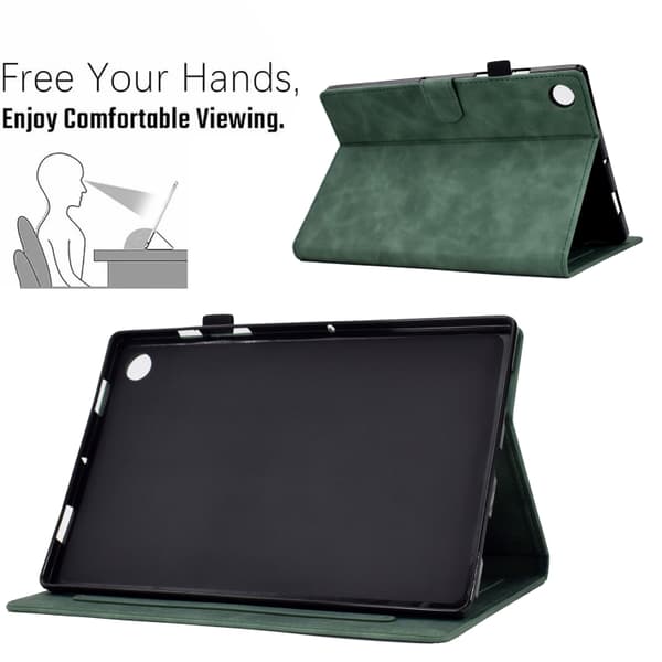 Samsung Galaxy Tab A8 10.5 (2021) Prägad Smile Flip Läderfodral Grön