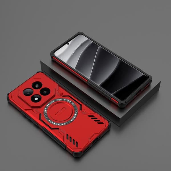 Redmi Note 14 Pro+ 5G - Butterfly Armor MagSafe Magnetisk Ring Stötsäker Mobilskal Röd