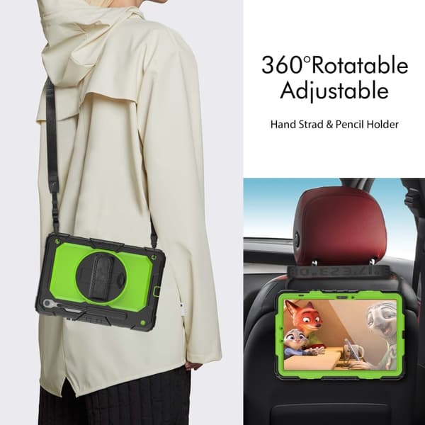 Samsung Galaxy Tab S8/S7 Silikon + PC Tabletfodral Svart+Gul Grön