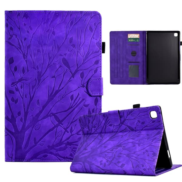 Samsung Galaxy Tab A7 Lite Fortune Tree Tryckblomma PU Fodral Lila