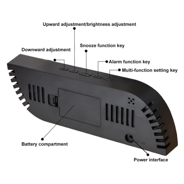 LED Digital Display Klocka Multifunktionell Tyst Temperatur/Hygrometer Väckarklocka(Vit)