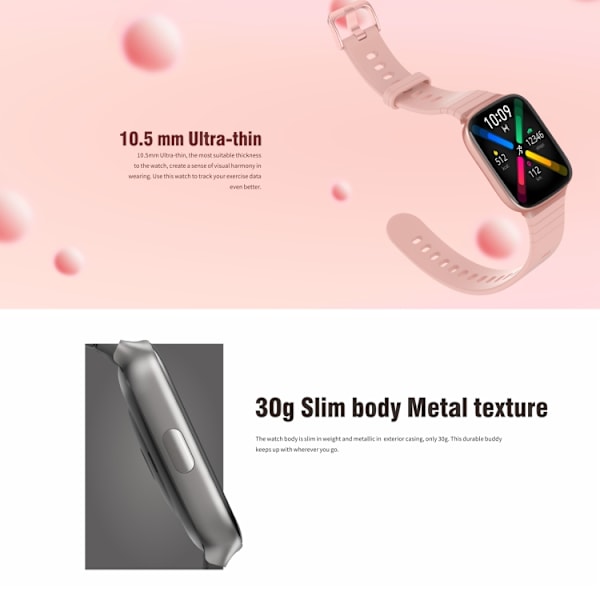 CS169 1,69 tums IPS-skärm 5ATM Vattentät Sport Smart Watch Rose guld