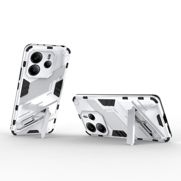 Redmi Note 14 4G - Punk Armor 2 i 1 PC + TPU Mobilskal med Ställ, Vit