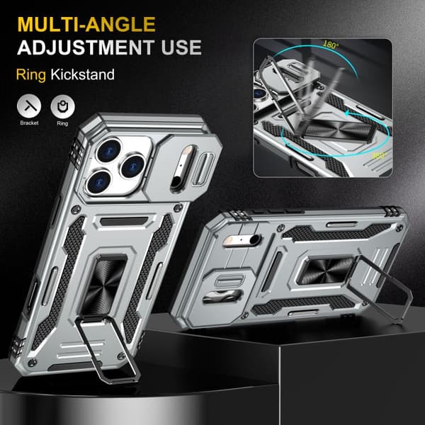 iPhone 18 Pro Max / iPhone 17 Pro Max Skal med Armor PC + TPU Kameraskydd Grå