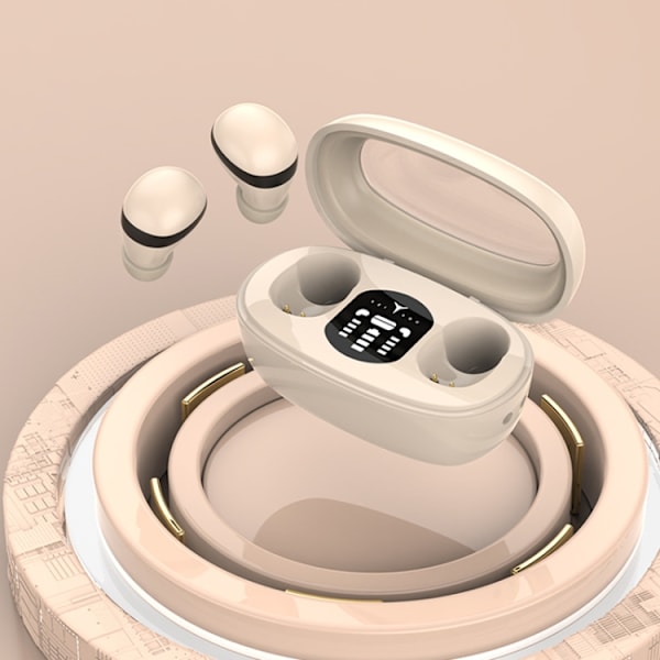 Mini TWS Bluetooth-hörlurar med rektangulär fack, brusreducering, lång batteritid, trådlösa musikhörlurar Hudfärg