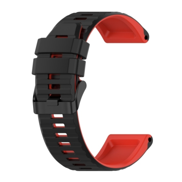 För Garmin Fenix ​​6X 26mm Silikon Mixing Color Watch Band Black-Red