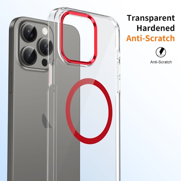 iPhone 16 Pro Ice Feel HD Transparent MagSafe PC Full Coverage Skal Röd