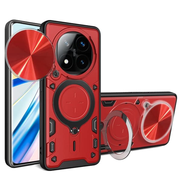 Redmi Note 14 Pro+ 5G - CD-textur Sliding Camshield Magnetisk Hållare fodral Röd