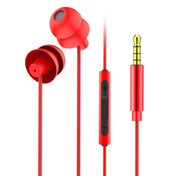 EN3900 3,5 mm plugg in-ear trådbunden kontrollhörlurar med mikrofon Röd