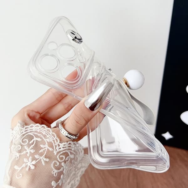 iPhone 16 Pro Max Electropläterad Kortväska Ringhållare TPU Skal Silver