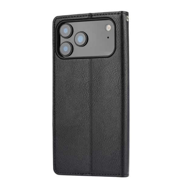 iPhone 18 Pro Max / iPhone 17 Pro Max Skal läderfodral med knådad yta Svart