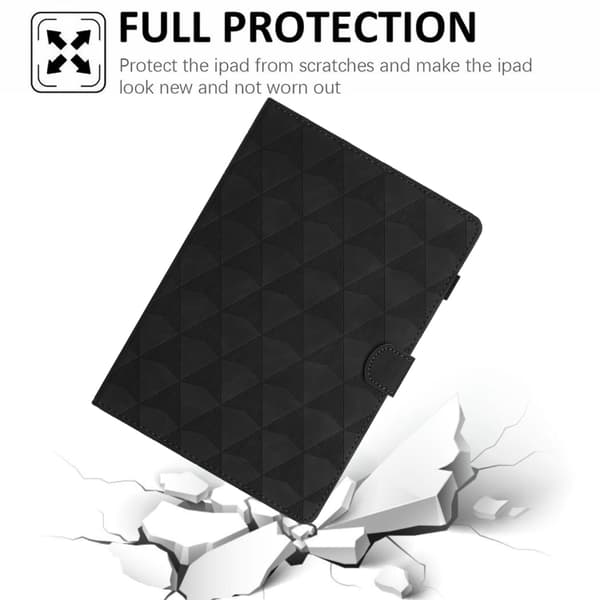 Samsung Galaxy Tab A9 / A11 Prägad Läderfodral med Diamanttextur Svart