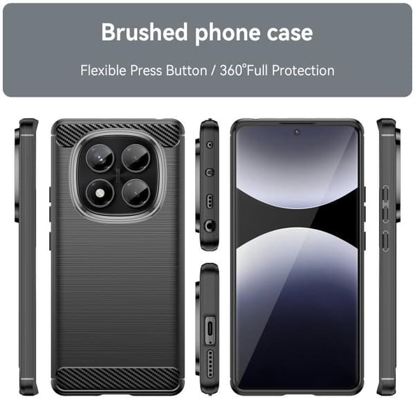 Redmi Note 14 Pro 4G - TPU fodral med Borstad Textur i Kolfiber Svart