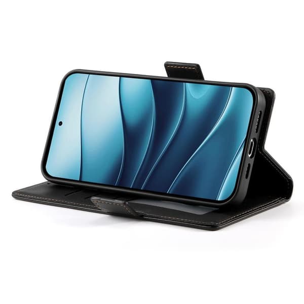 Redmi Note 14 4G - Global Sidobuckle Magnetisk Frostad Läderfodral Svart