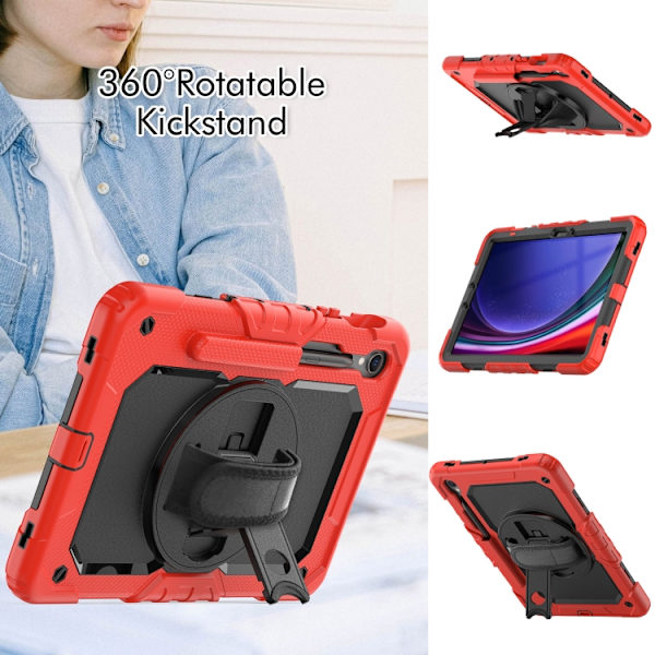Samsung Galaxy Tab S8/S7 Silikon + PC Tabletfodral Röd+Svart
