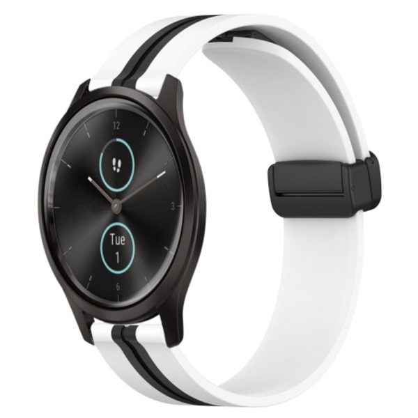 För Garmin Garminmove Style 20 mm vikbart magnetlås silikon watch White-Black