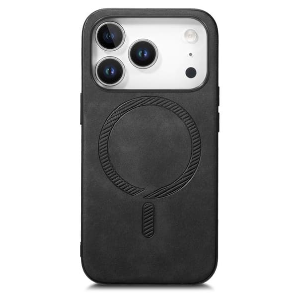 iPhone 18 Pro Max / iPhone 17 Pro Max Skal - Solid Color Retro Magsafe PU Svart