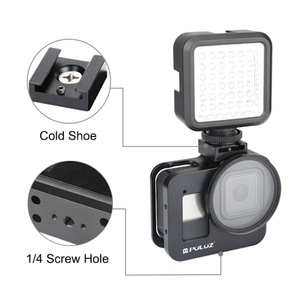 Hölje Skyddande fodral CNC Aluminiumlegering Skyddande bur med 52mm UV-objektiv för GoPro HERO8 Black