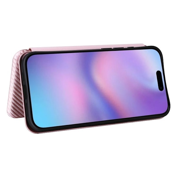 iPhone 17 Skal läderfodral - kolfibertextur Rosa