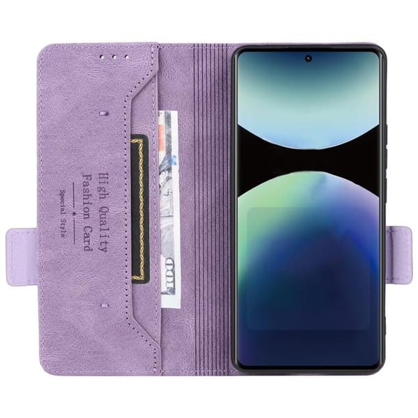 Redmi Note 14 Pro 4G - Magnetisk Låsfunktion Läderfodral Purpur