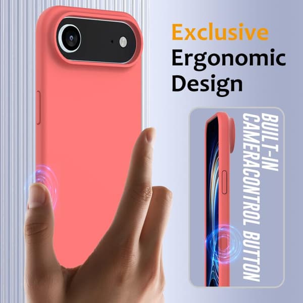 iPhone 17 Air Skal - Shockproof Silikon med MagSafe Rosa Orange