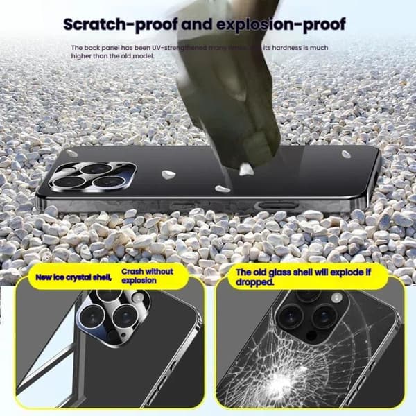 iPhone 16 Pro Max Skal med Elektroplätering och Iskristall, Fullt Skyddande Stötsäker Telefonfodral Grå