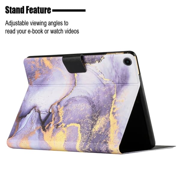 Samsung Galaxy Tab A8 Marble Mönster Smart Läderfodral Lila