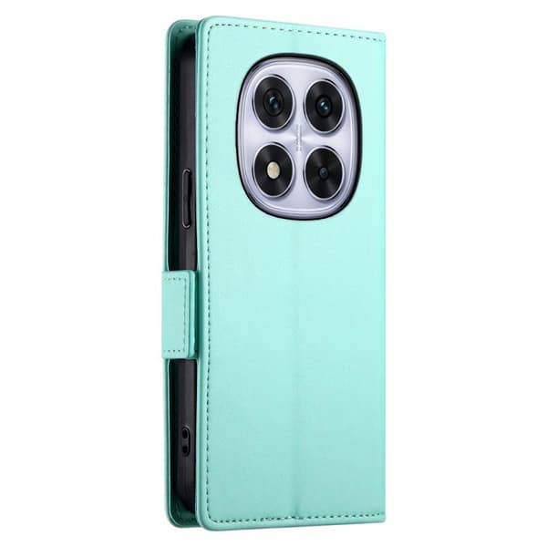 Redmi Note 14 Pro 4G - Magnetisk Frostad Läderfodral med Sidobuckle Mintgrön