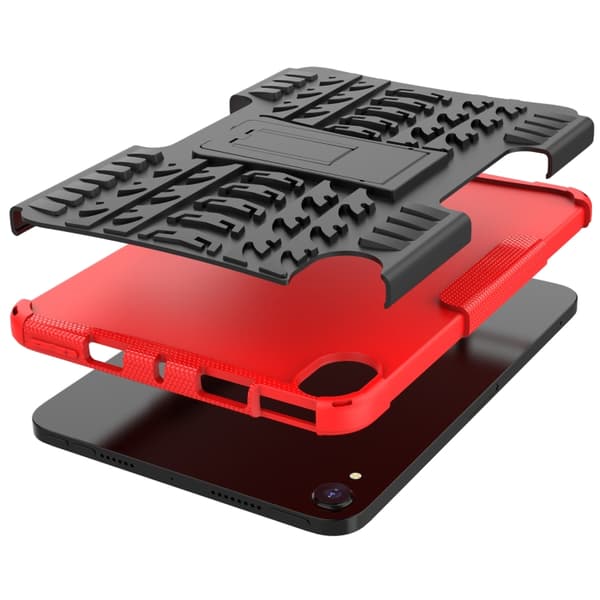 iPad mini 6 / mini 2024 Skal med Däcktextur TPU + PC Stötsäker Tablet Case med Ställning Röd