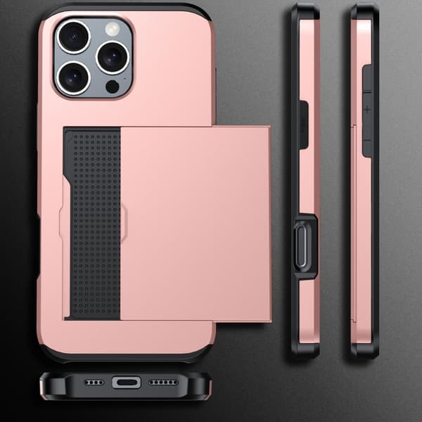 iPhone 16 Pro Shockproof Armor Skal med Kortfack Svart