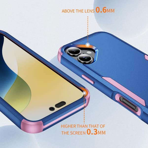 iPhone 17 Skal - TPU + PC, Stötabsorberande Kungsblå + Rosa