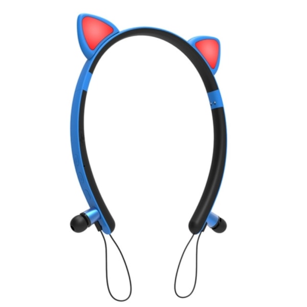ZW29 Kattöron Stereo Sound HIFI Fashion Utomhus Bärbar Sport Trådlös Bluetooth Headset med Mikrofon & LED-ljus Glowing Blå
