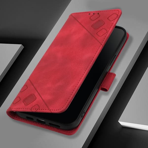Redmi Note 14 4G - Skinnkänsla Prägling Läder Mobilskal Röd