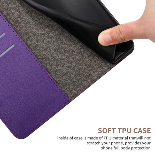iPhone 18 Pro Max / iPhone 17 Pro Max Skal läderfodral med rhombisk rutmönster Purpur