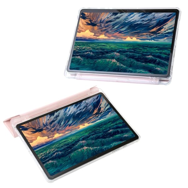 Samsung Galaxy Tab A9+ / A11+ Klart Akryl Läderfodral Rosa
