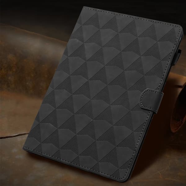 Samsung Galaxy Tab A9 / A11 Prägad Läderfodral med Diamanttextur Svart
