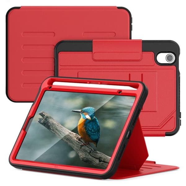 iPad mini 2024 / mini 6 Skal i Magnetiskt Läderfodral Röd