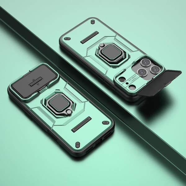iPhone 18 Pro Max / iPhone 17 Pro Max Skal med Sliding Camshield TPU + PC Stötsäker med Hållare Grön
