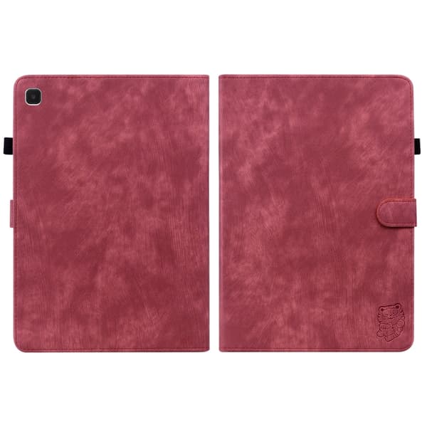 Samsung Galaxy Tab A7 Lite Tigermönster Flip Läderfodral Röd