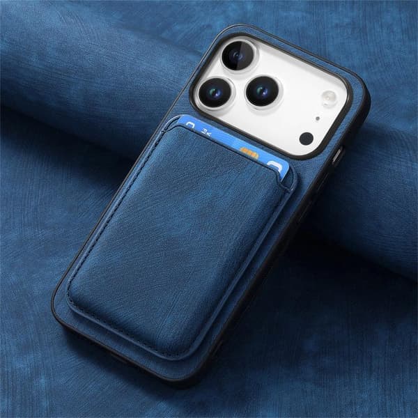 iPhone 18 Pro Max / iPhone 17 Pro Max Retro Läder Kortväska Magnetisk Skal Blå